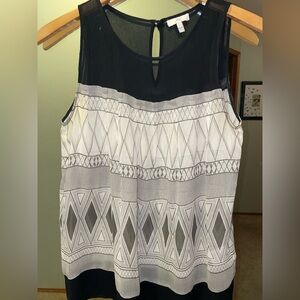 Joie Black and Gray Geometric Blouse